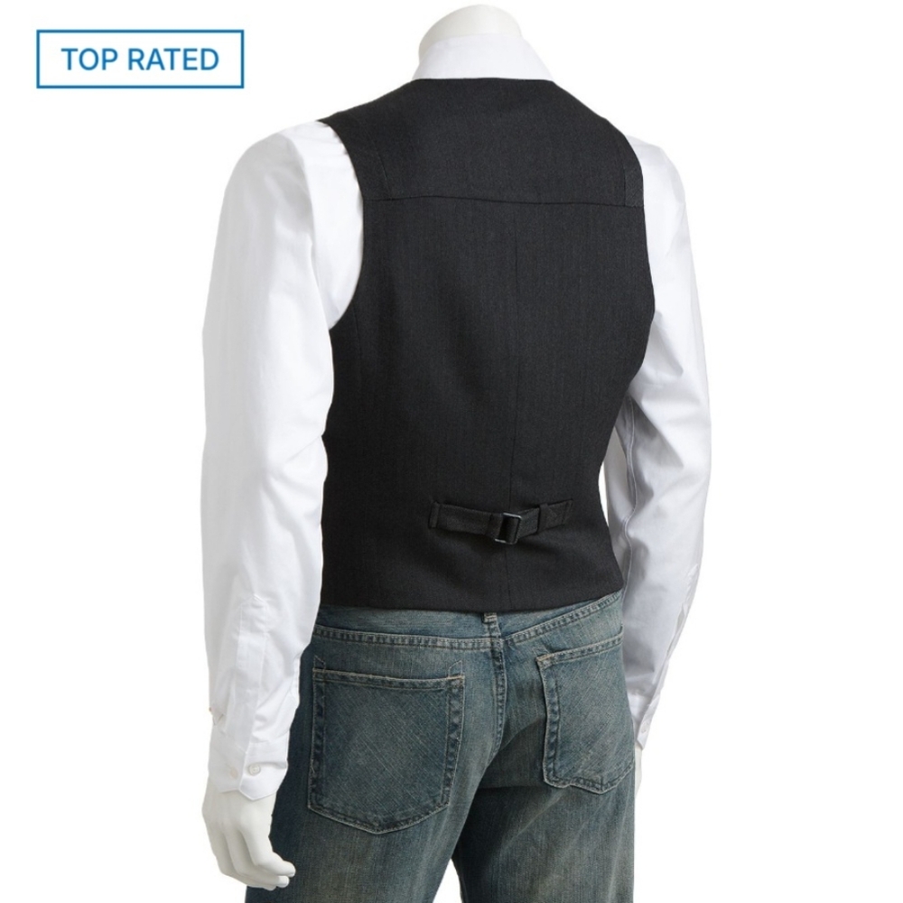 NWT Apt. 9 Men's Herringbone Vest Charcoal Gray Size Small - Picture 11 of 11